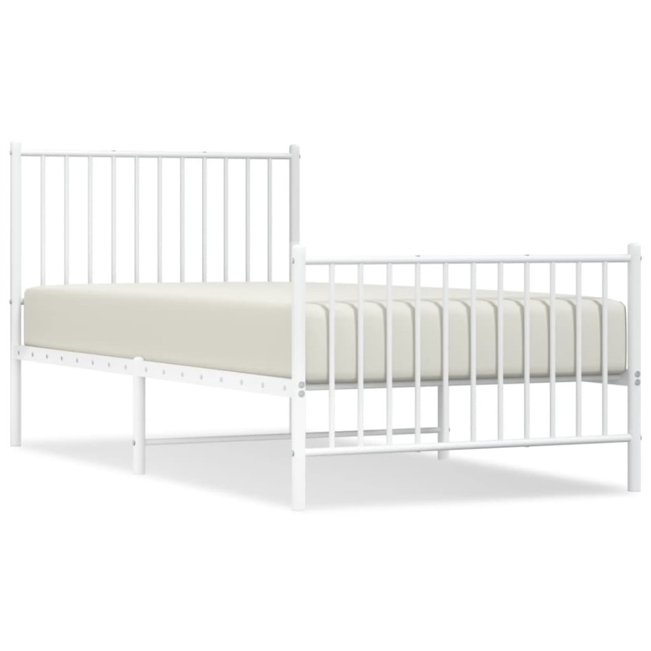 Estructura cama sin colchón con estribo metal blanco 90x190