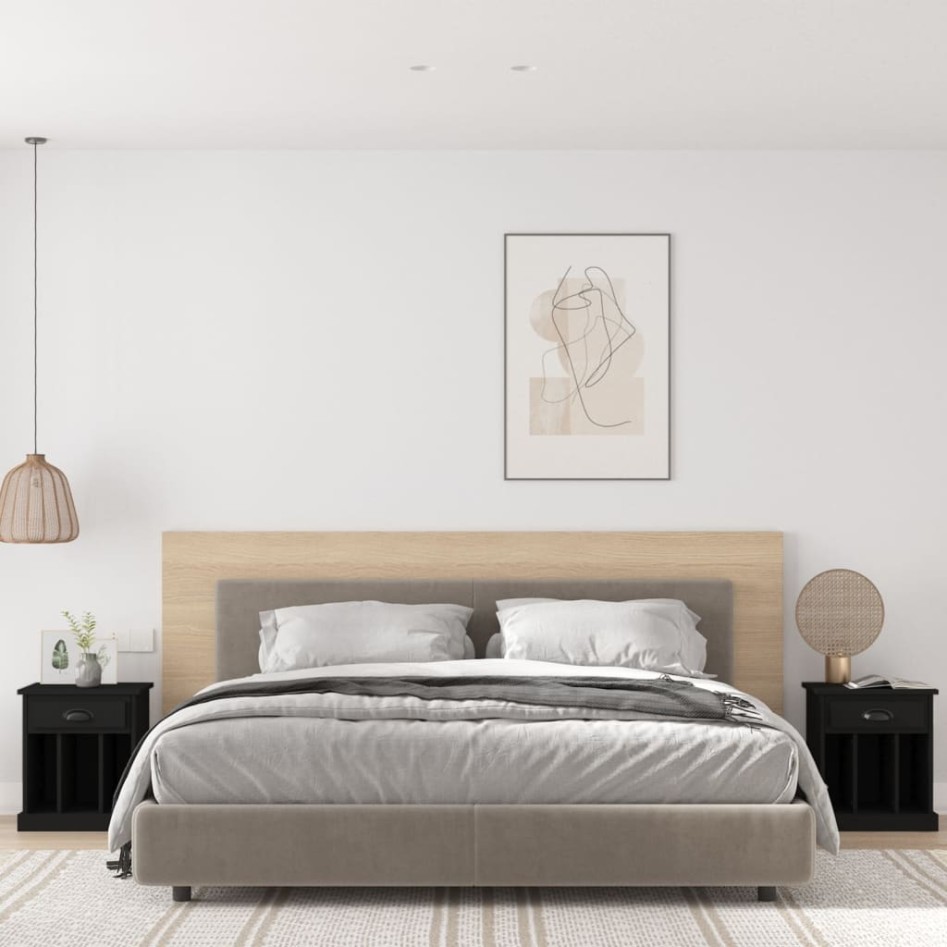 Mesitas de noche 2 unidades negro 43x36x50