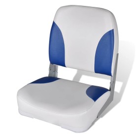 Asiento de barco respaldo plegable cojín azul blanco
