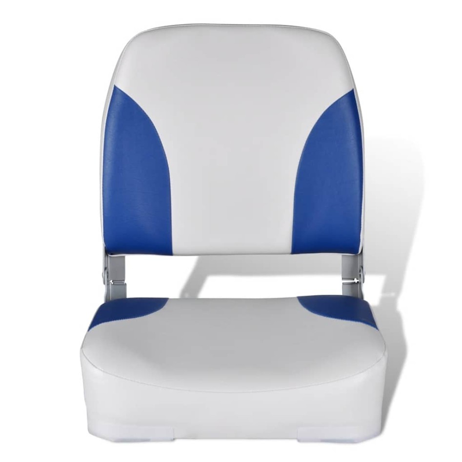 Asiento de barco respaldo plegable cojín azul blanco