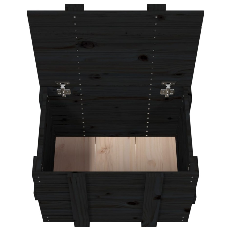 Caja de almacenaje madera maciza de pino negra 58x40,5x42