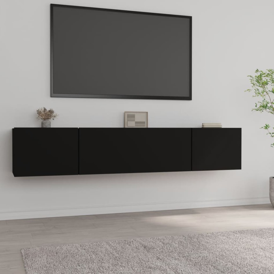 Muebles para TV 2 uds madera contrachapada negro 80x30x30