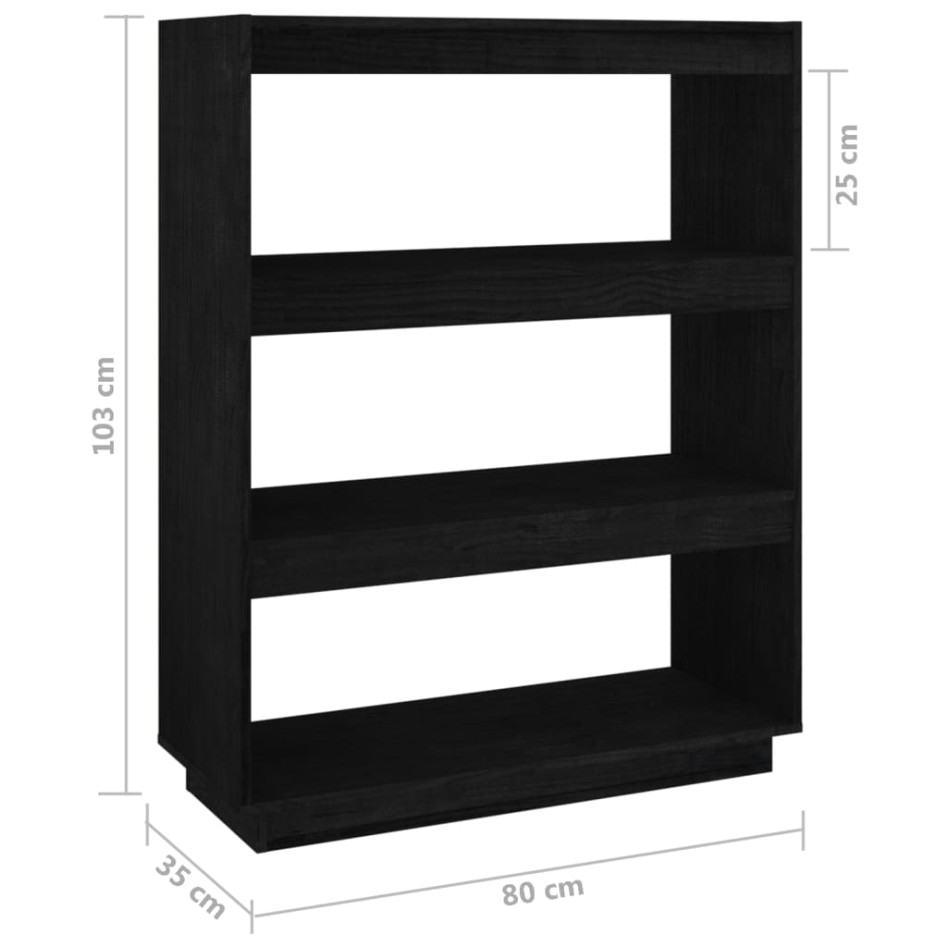 Estantería/divisor de espacios madera pino negro 80x35x103