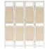 Biombo divisor de 4 paneles de tela color crema 140x165