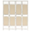Biombo divisor de 4 paneles de tela color crema 140x165 cm