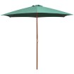 Sombrilla con palo de madera verde 270x270 cm
