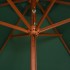 Sombrilla con palo de madera verde 270x270