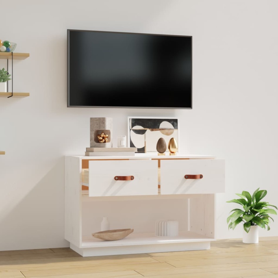 Mueble para TV madera maciza de pino blanco 90x40x60