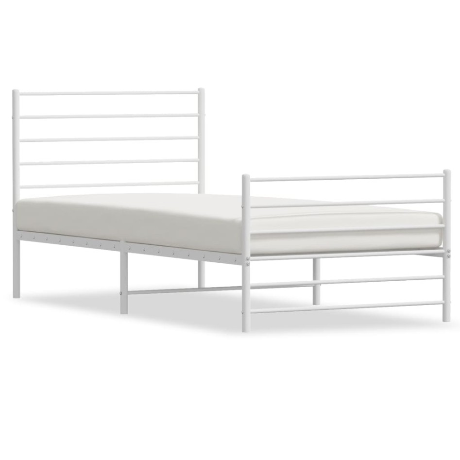 Estructura cama sin colchón con estribo metal blanco 90x200