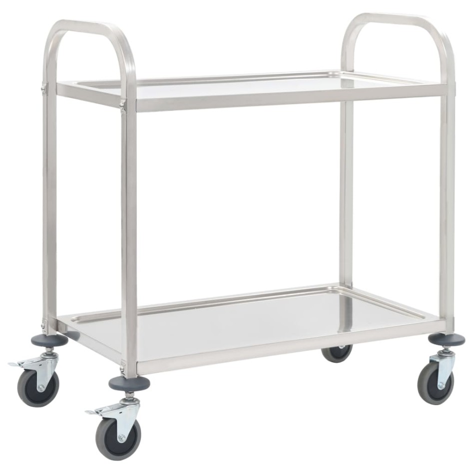 Carrito de cocina de 2 alturas acero inoxidable 95x45x83,5
