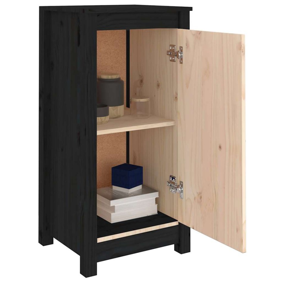 Aparadores 2 uds madera maciza de pino negro 39x35x80
