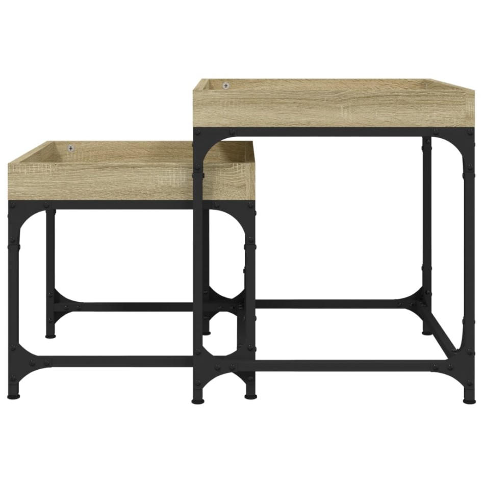 Mesas auxiliares 2 uds madera contrachapada roble