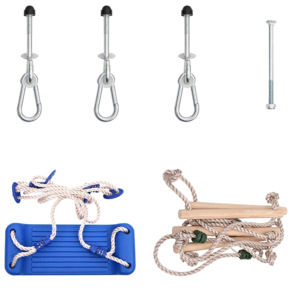 Columpio con escalera cuerda y rocas de piedra PE