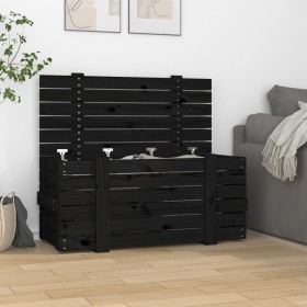 Caja de almacenaje madera maciza de pino negro 91x40,5x42