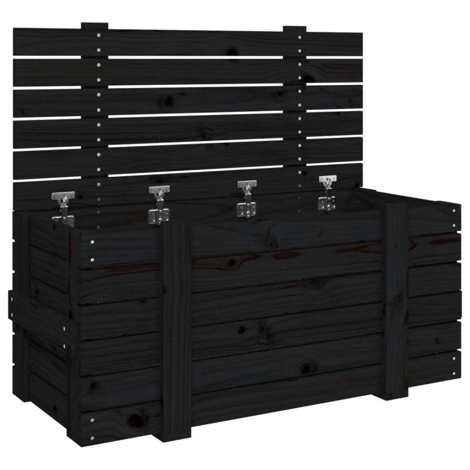 Caja de almacenaje madera maciza de pino negro 91x40,5x42