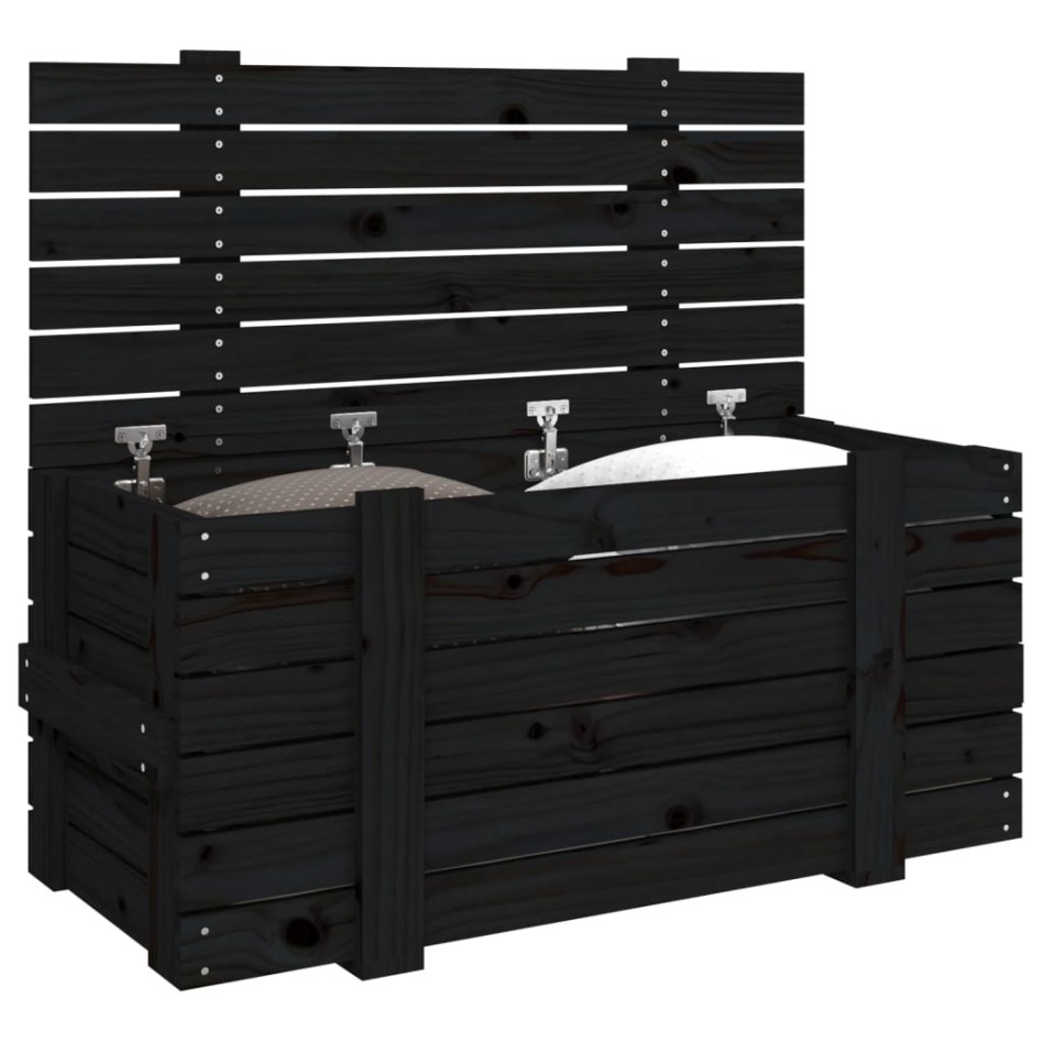 Caja de almacenaje madera maciza de pino negro 91x40,5x42