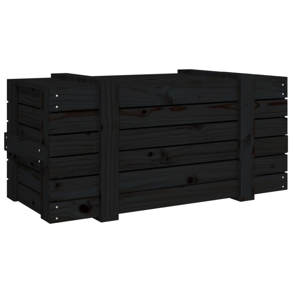 Caja de almacenaje madera maciza de pino negro 91x40,5x42