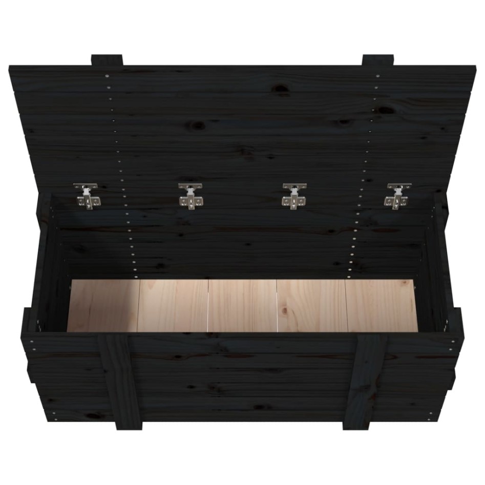 Caja de almacenaje madera maciza de pino negro 91x40,5x42
