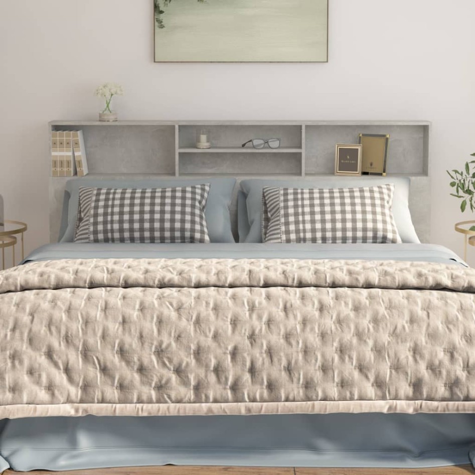 Mueble cabecero gris hormigón 200x19x103,5