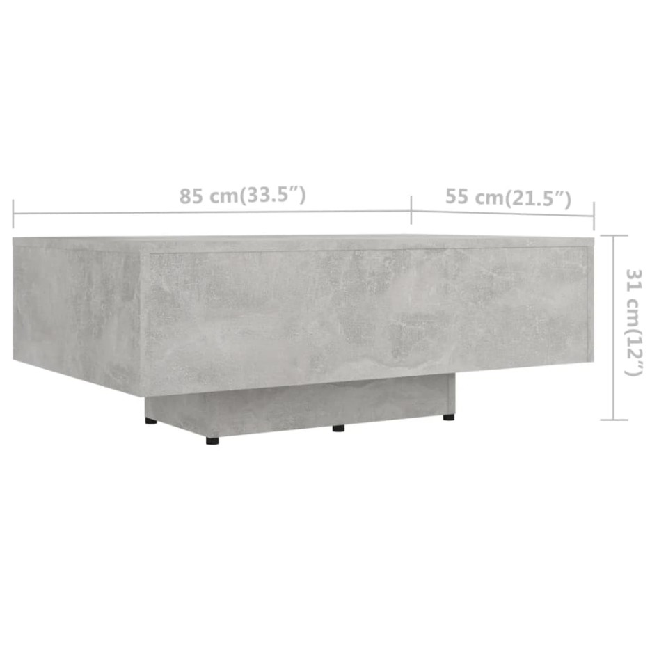 Mesa de centro madera ingeniería gris hormigón 85x55x31