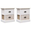Mesitas noche 2 uds madera Paulownia blanco natural 38x28x45cm