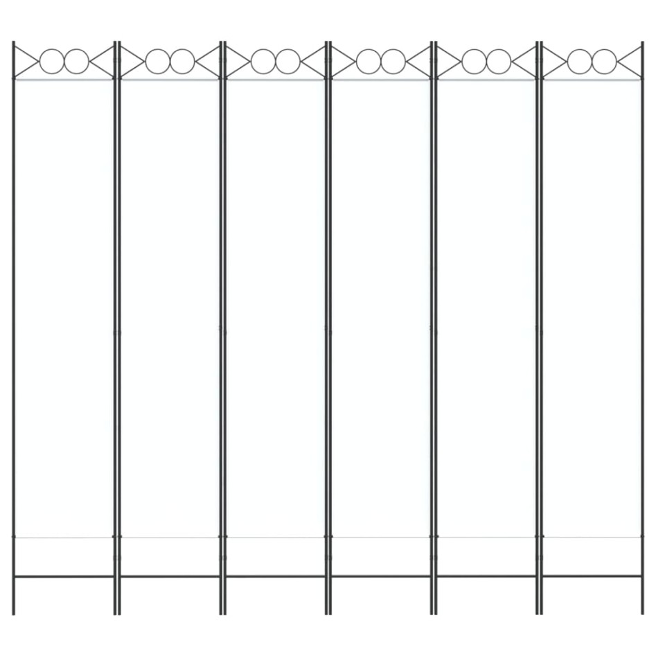 Biombo divisor de 6 paneles de tela blanco 240x220