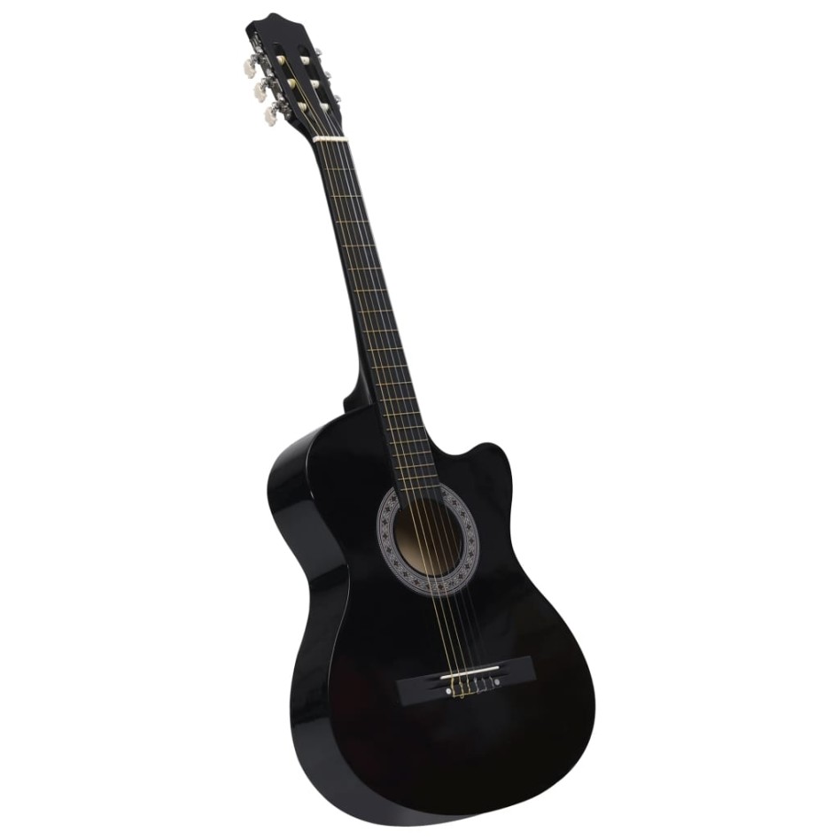 Guitarra Clásica Western Cutaway con 6 cuerdas negra