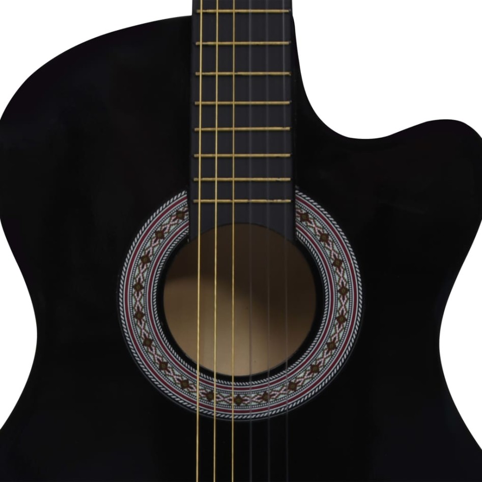 Guitarra Clásica Western Cutaway con 6 cuerdas negra