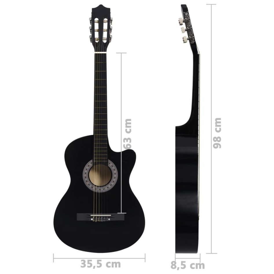 Guitarra Clásica Western Cutaway con 6 cuerdas negra