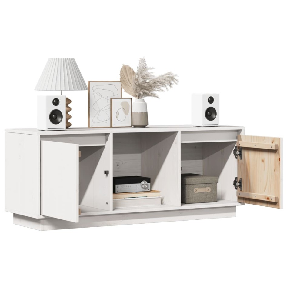 Mueble para TV de madera maciza de pino blanco 110,5x35x44