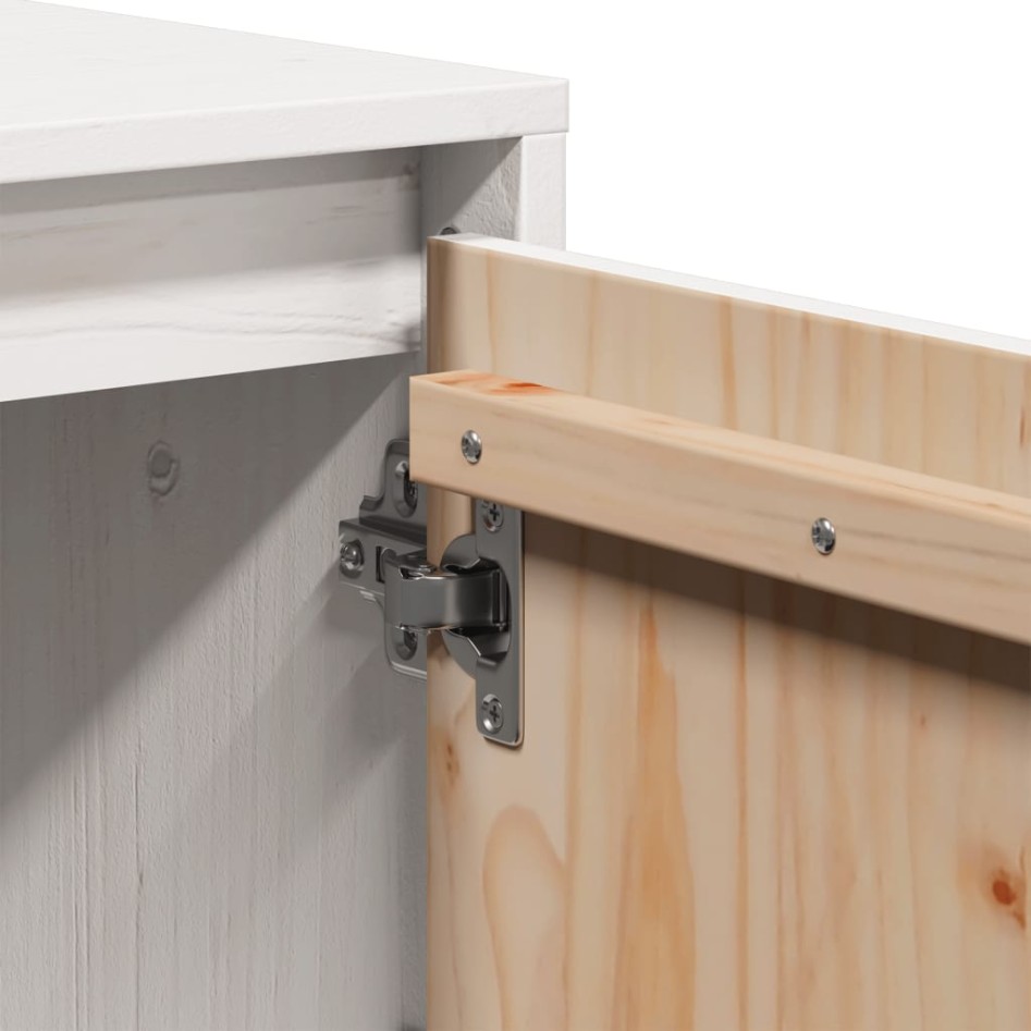 Mueble para TV de madera maciza de pino blanco 110,5x35x44