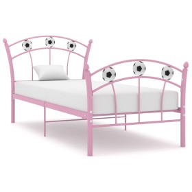 Estructura de cama sin colchón metal rosa 90x200