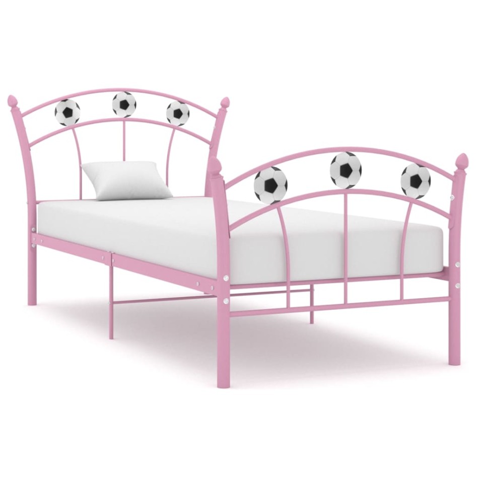 Estructura de cama sin colchón metal rosa 90x200