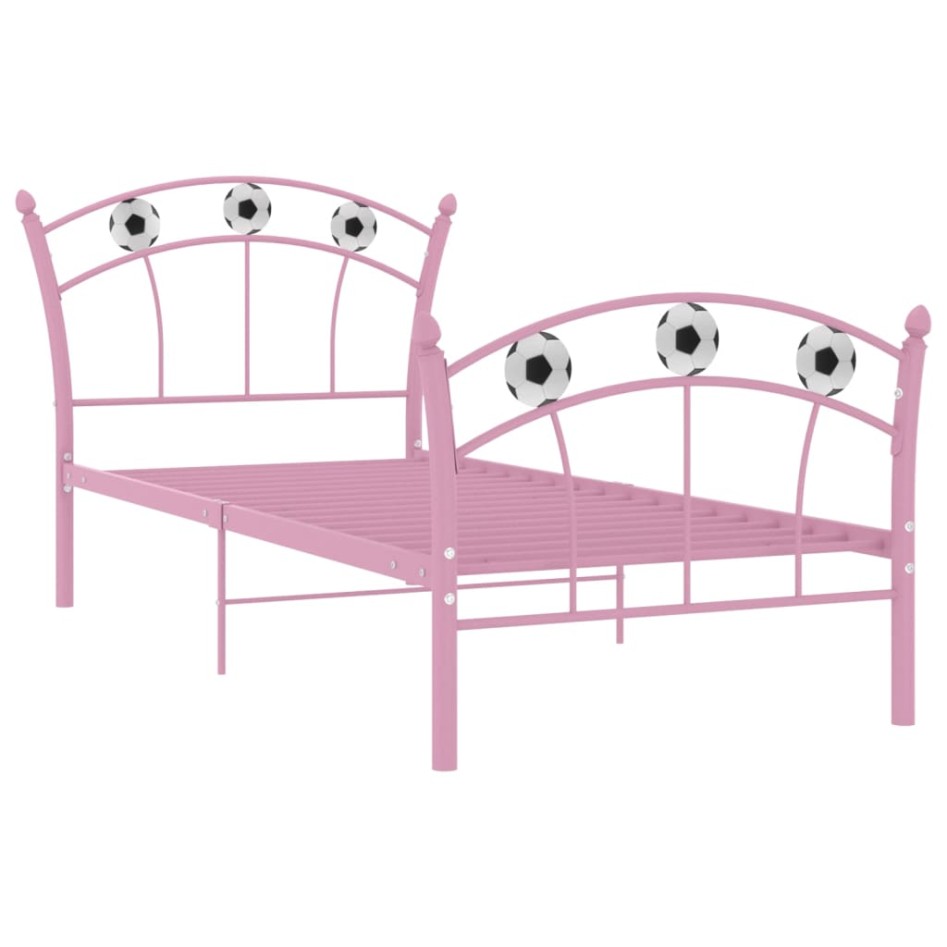 Estructura de cama sin colchón metal rosa 90x200