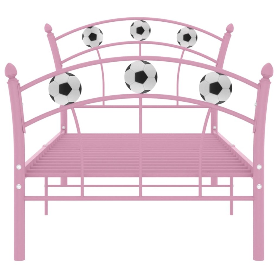 Estructura de cama sin colchón metal rosa 90x200