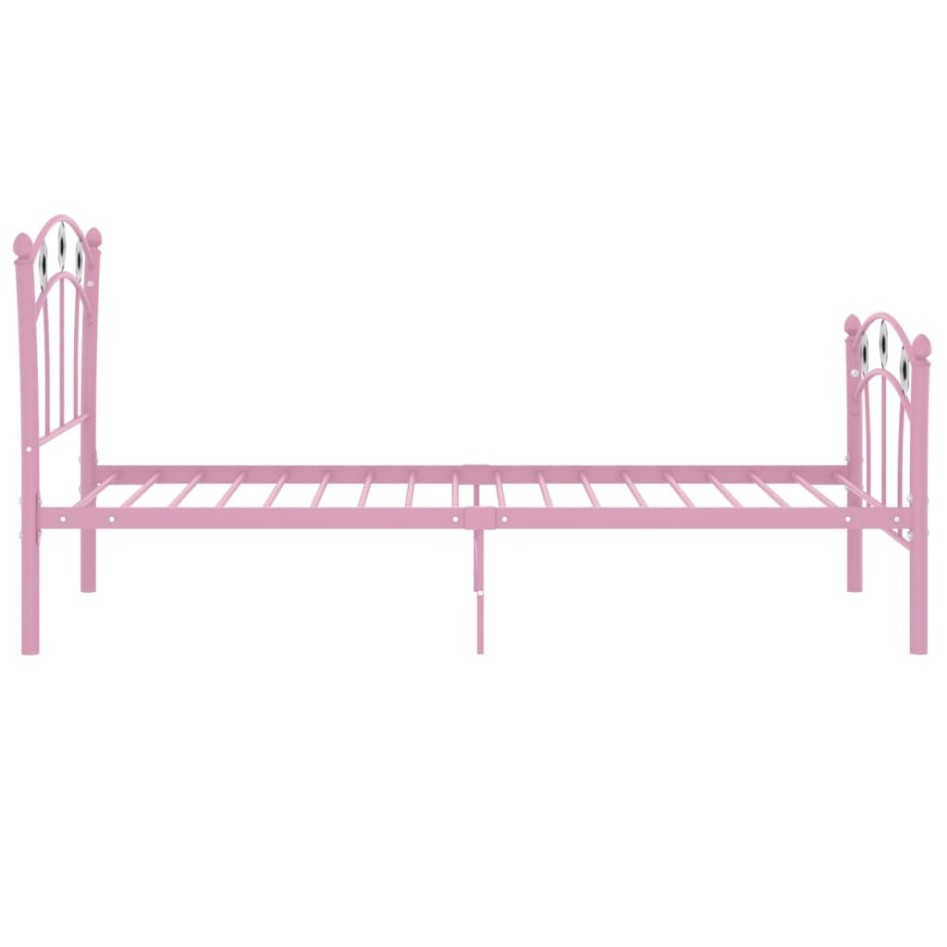Estructura de cama sin colchón metal rosa 90x200