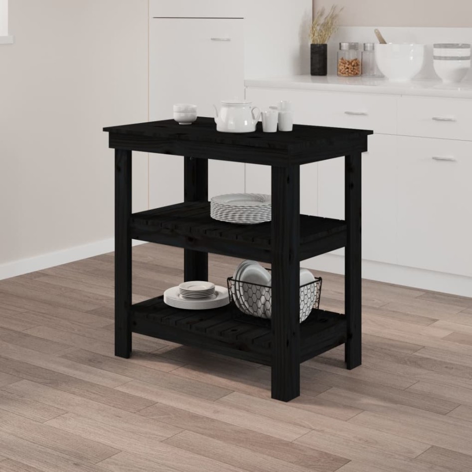 Banco de trabajo de madera maciza de pino negro 78,5x50x80