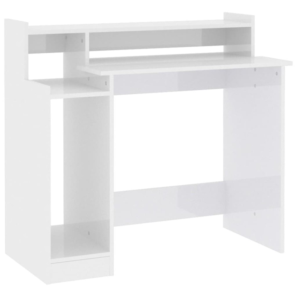 Escritorio LED madera contrachapada blanco brillo 97x45x90
