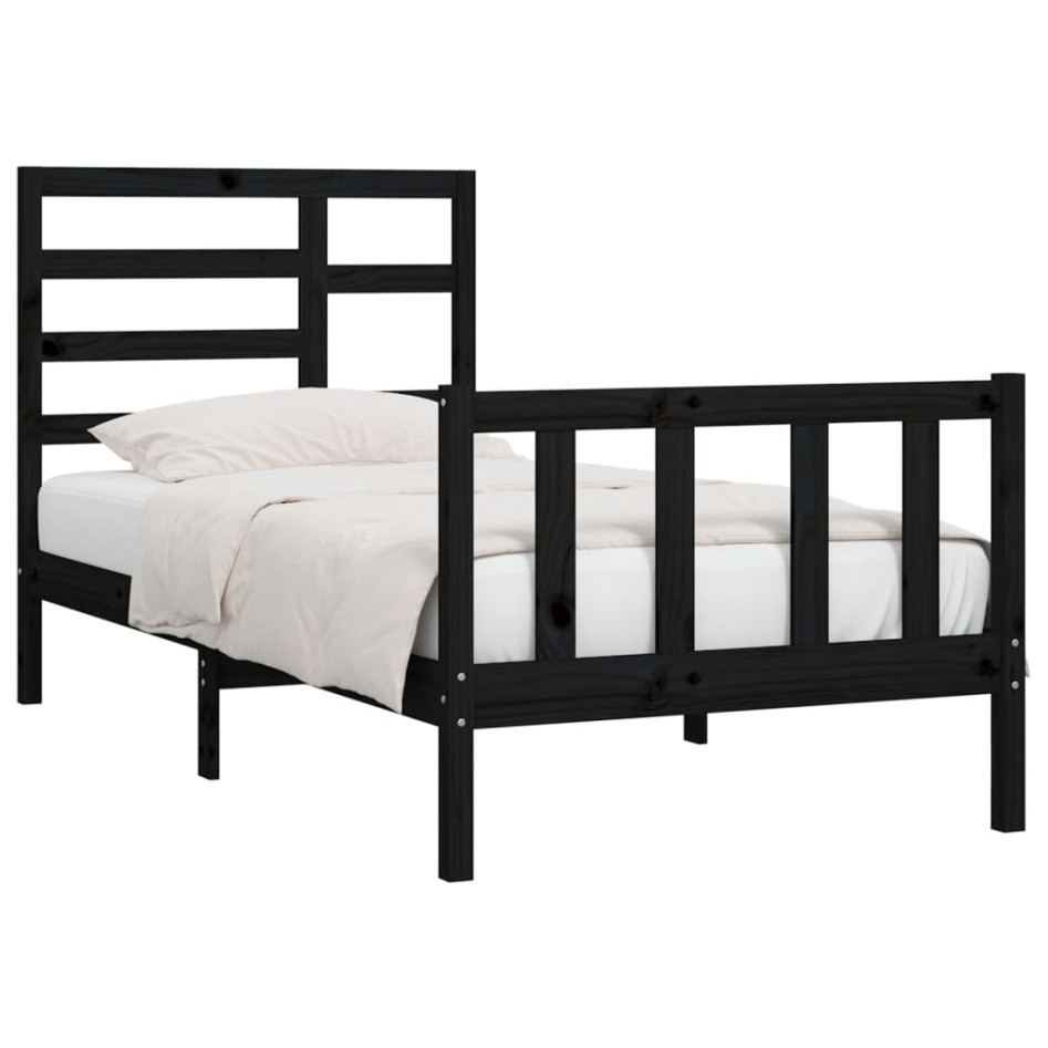 Estructura de cama madera maciza de pino negro 100x200