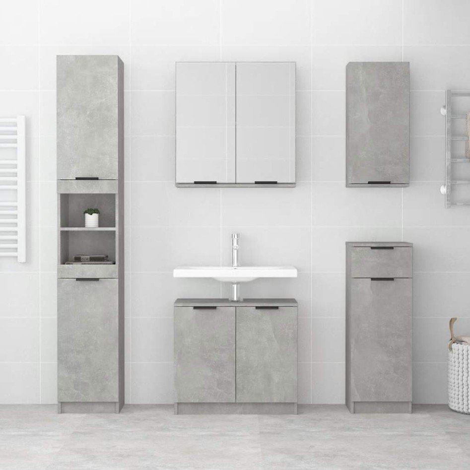 Armario de baño contrachapado gris hormigón 64,5x33,5x59