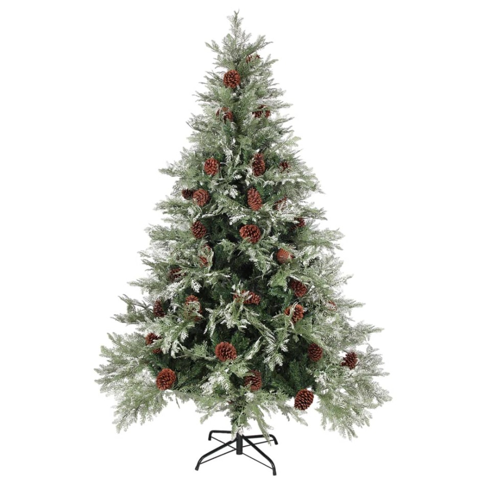 Árbol de Navidad con piñas verde y blanco PVC y PE 150