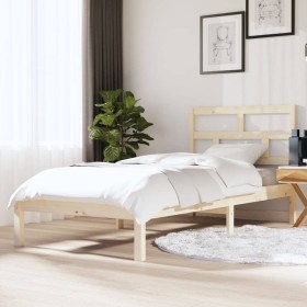 Estructura de cama individual de madera maciza 90x190