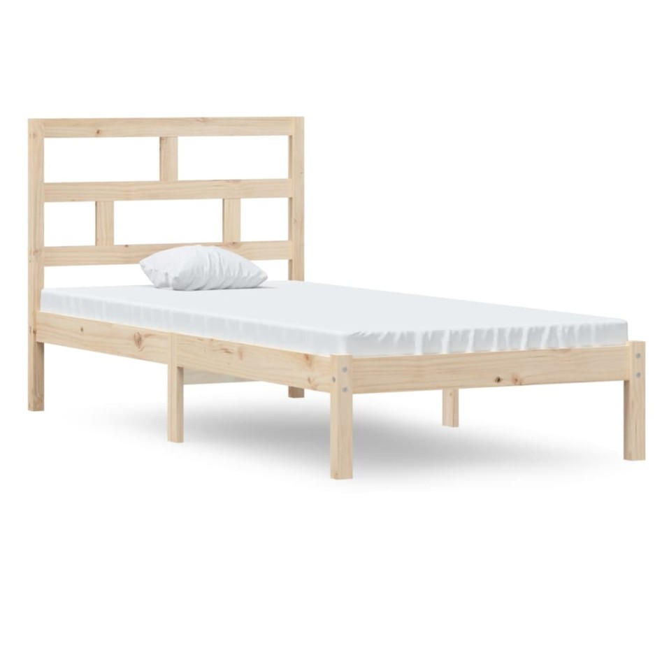 Estructura de cama individual de madera maciza 90x190