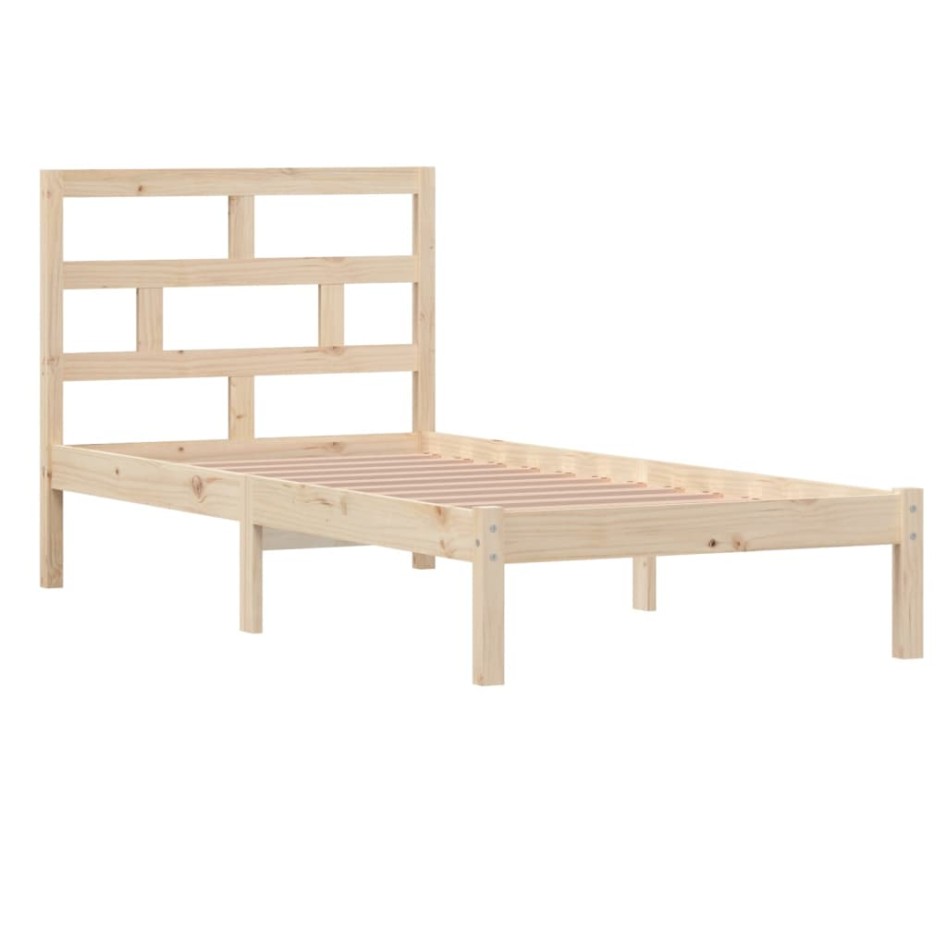 Estructura de cama individual de madera maciza 90x190