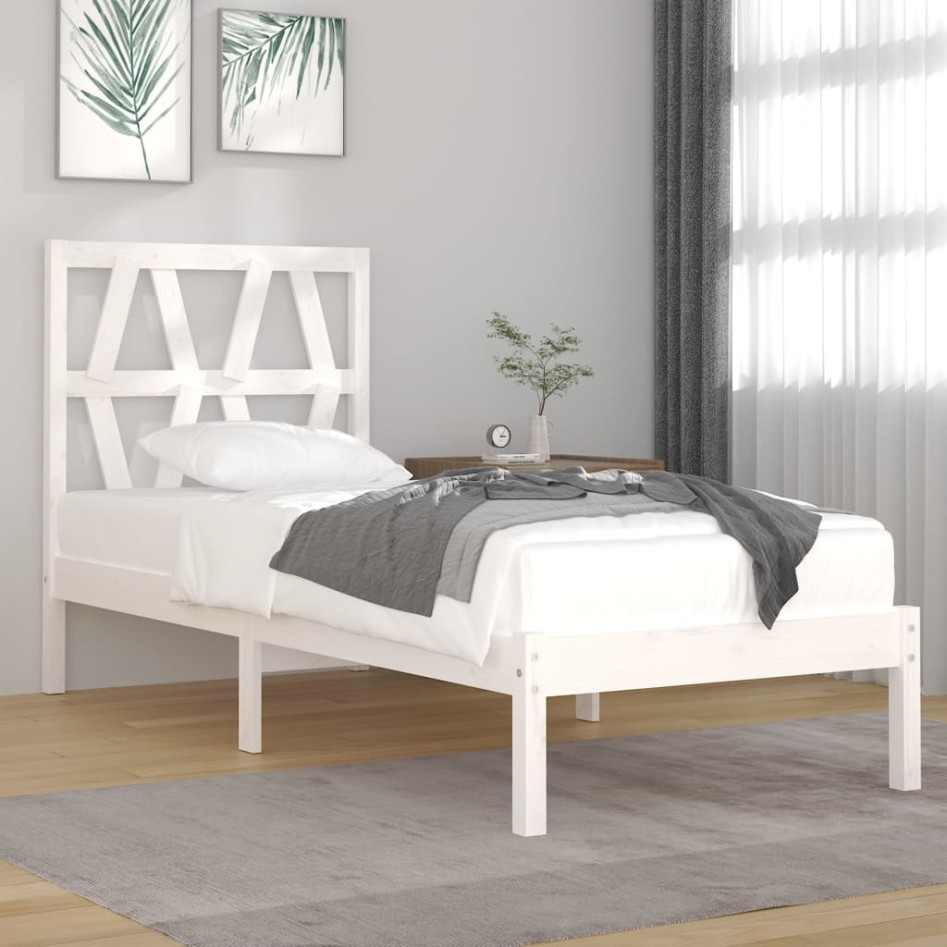 Estructura de cama madera maciza de pino blanco 90x200