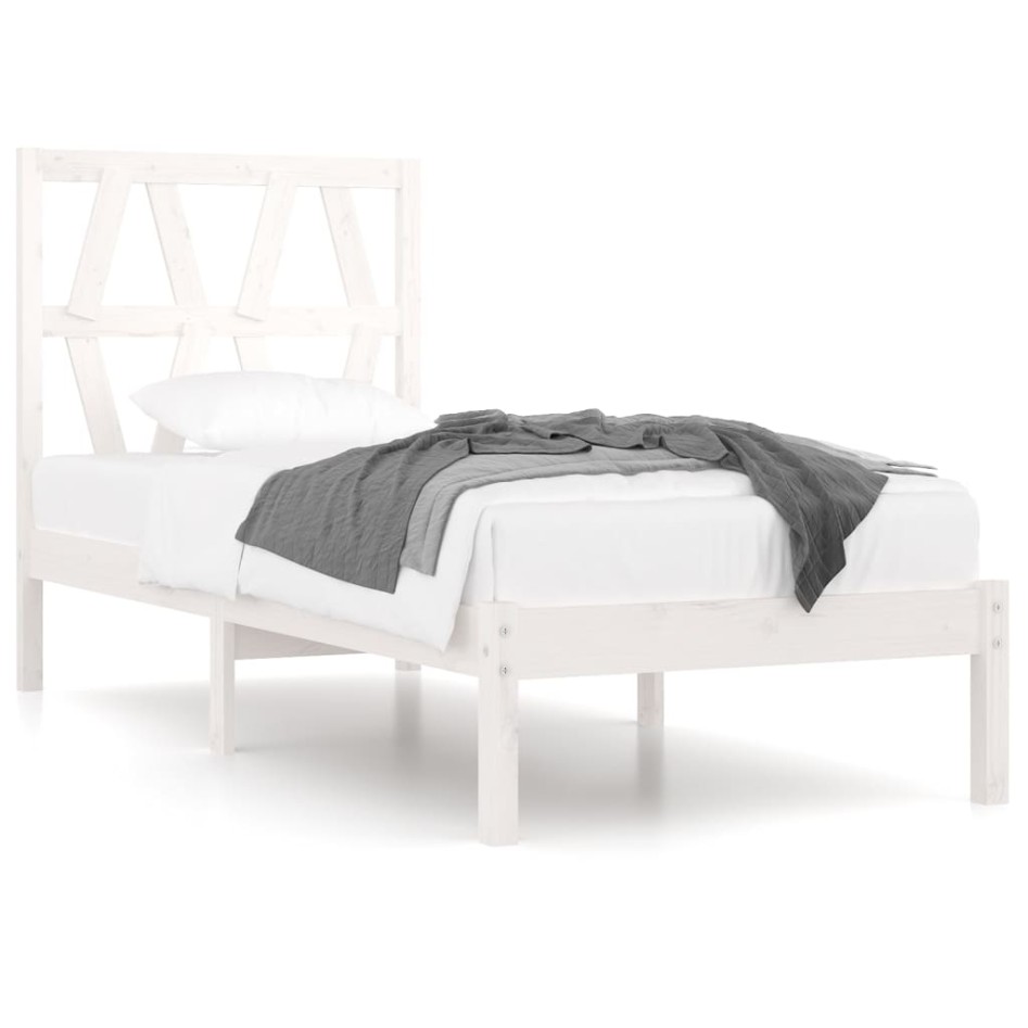 Estructura de cama madera maciza de pino blanco 90x200