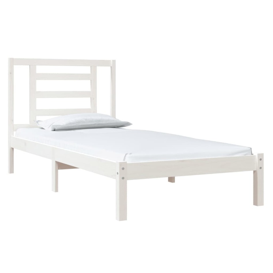 Estructura de cama sin colchón madera de pino blanca 90x200