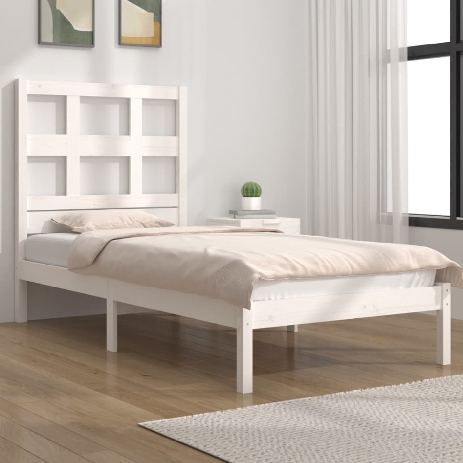 Estructura de cama sin colchón madera maciza blanca 75x190