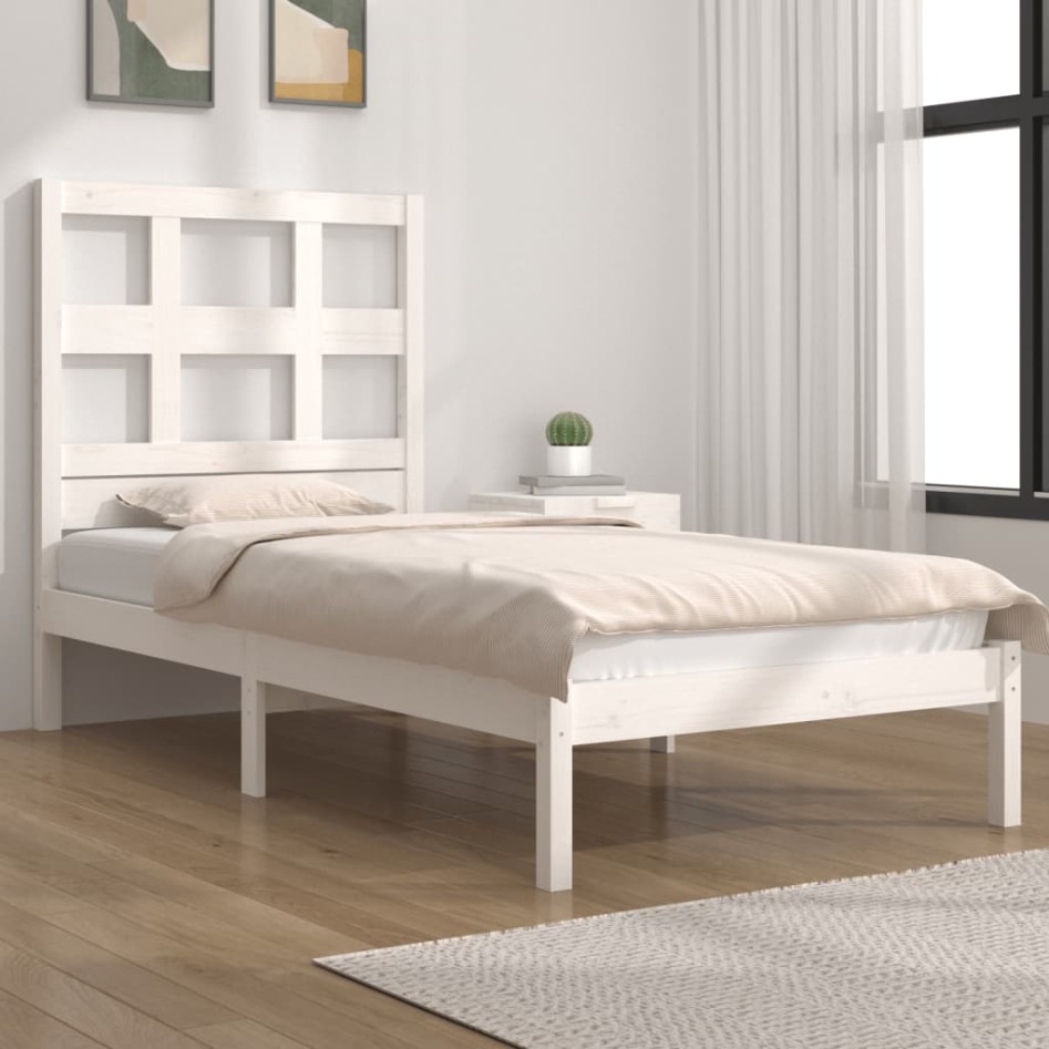 Estructura de cama sin colchón madera de pino blanca 90x200