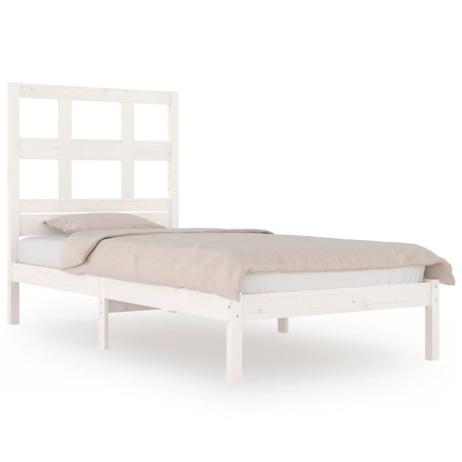 Estructura de cama sin colchón madera de pino blanca 90x200